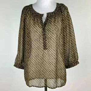 DMBM top sz M tortoise print lightweight pop over